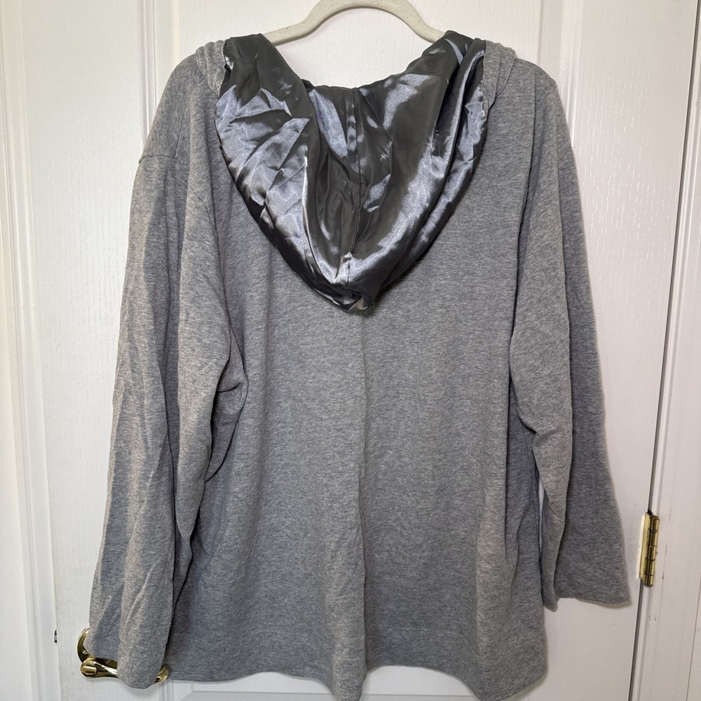 V Sport Gray Hooded Pullover Anorak Womens Plus 22/24 Drawstring Cozy Hoodie - Picture 4 of 7